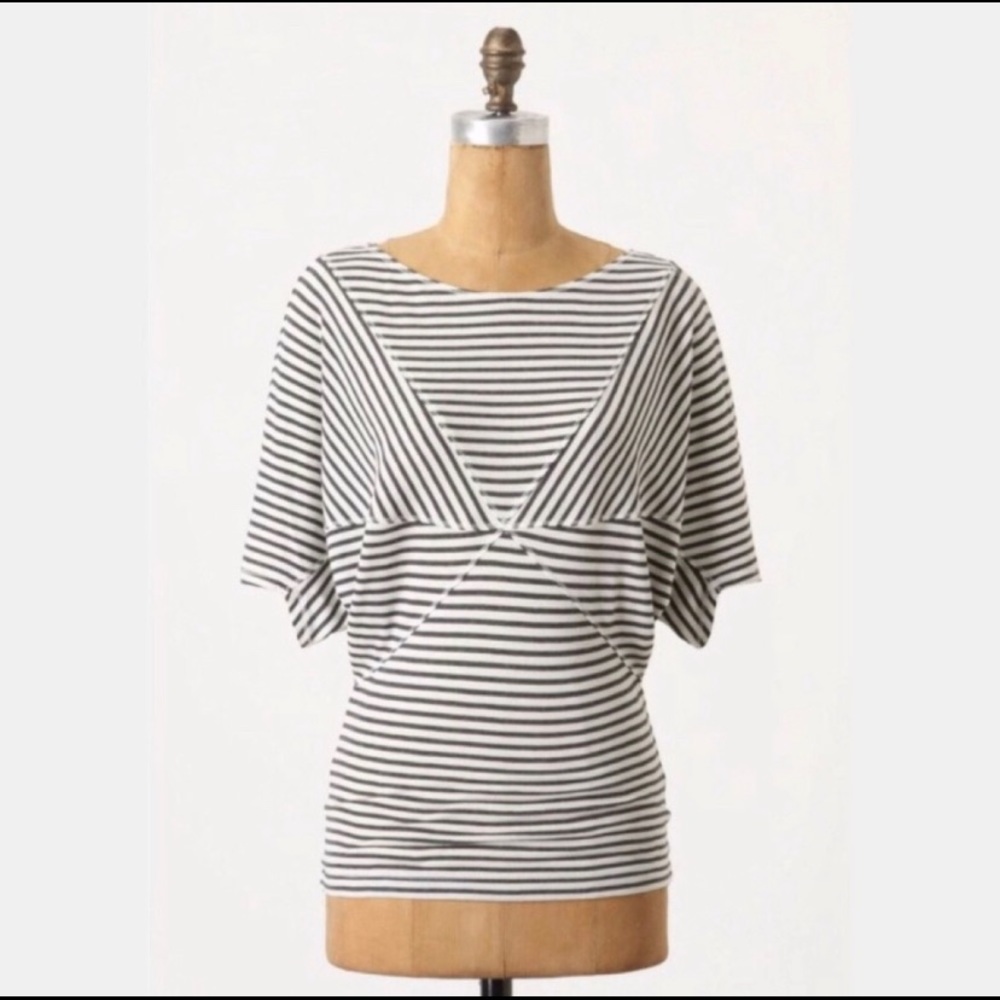 Bordeaux Gray White Striped Dolman Short Sleeve M